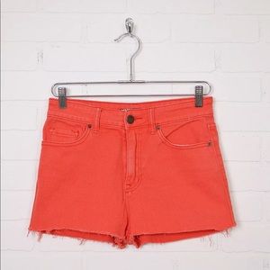 BDG Urban Outfitters Coral Orange High Rise Waist Cut Off Stretch Jean Shorts 27